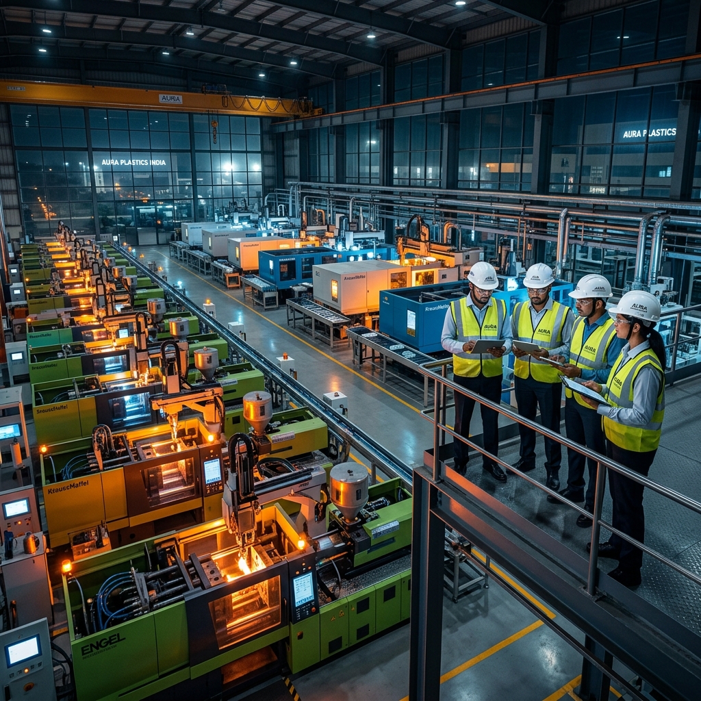 Modern injection molding machine in action